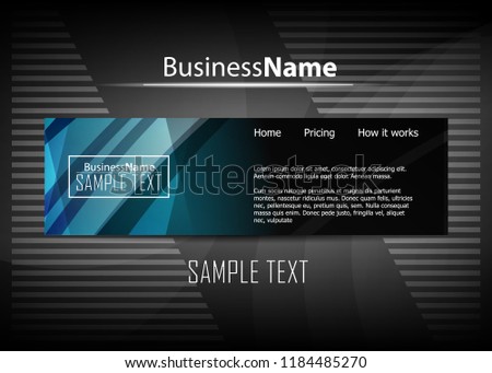 Blue abstract template for card or banner. Metal Background with waves and reflections. Business background, silver, illustration. Illustration of abstract background with a metallic element