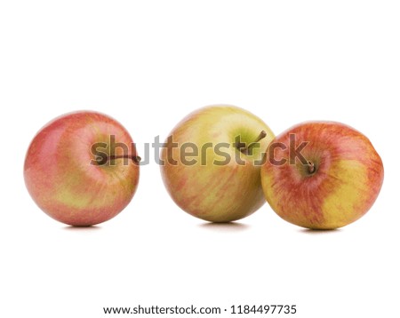 Three fresh apples isolated on a white background. Vitamins concept.