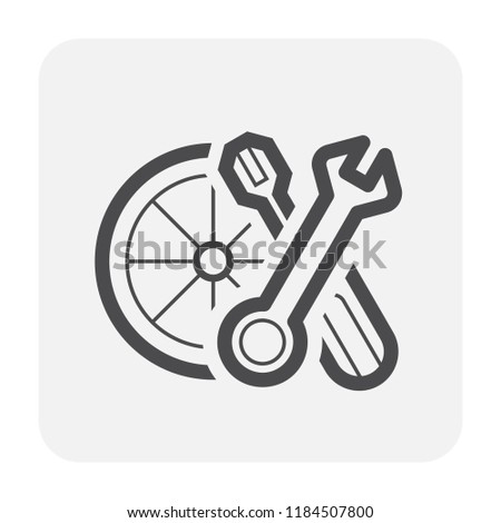 Bike part and equipment icon design, black and outline.