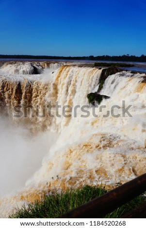 Famous Iguazu falls on the border between Argentina Paraguay and Brazil