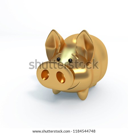 The Golden pig, funny piglet, a symbol of the Chinese new year, 3d illustration