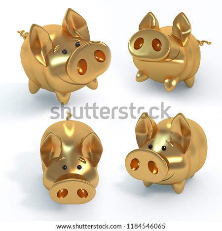 The Golden pig, funny piglet, a symbol of the Chinese new year, 3d illustration