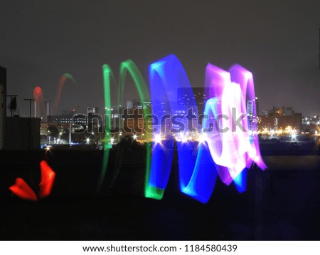 Light painting brush trails texture long exposure light capturing multiple colors, colorful effect