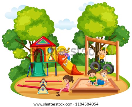 Children playing in playground illustration