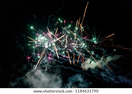 Colorful fireworks in the nigth sky