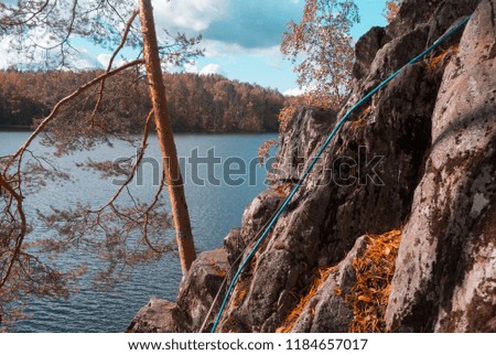 Rocks, lake and tree