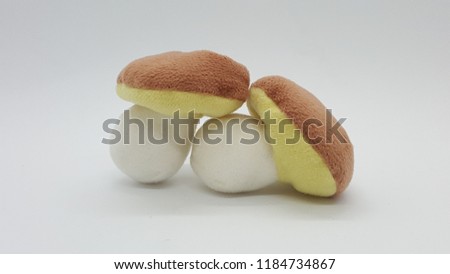 Mushroom toy for children in isolated white background