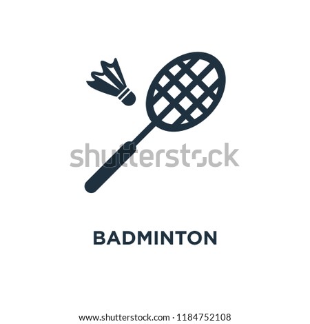 Badminton icon. Black filled vector illustration. Badminton symbol on white background. Can be used in web and mobile.