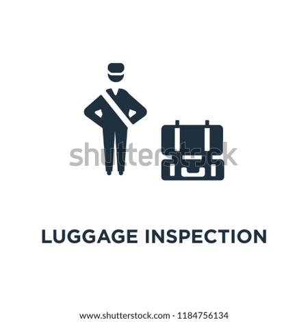 Luggage Inspection icon. Black filled vector illustration. Luggage Inspection symbol on white background. Can be used in web and mobile.
