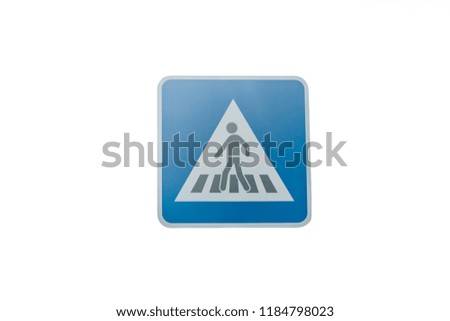 Pedestrian crossing sign isolated on white background.