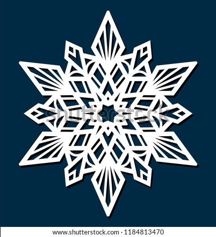 Laser cutting template. Die cut Christmas star. Snowflake Mandala. Doily lace. Oriental pattern, vector illustration. Paper cutout snowflakes motifs. Stencil