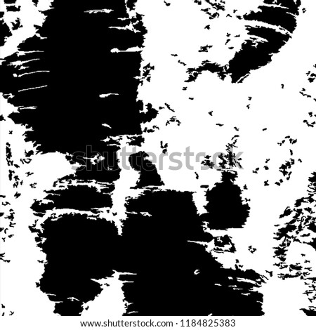 Monochrome Grunge Background. Abstract Black and White Texture with Scratched Lines, Spots and Blobs for Card, Print, Mobile Applications. Modern Rough Halftone Pattern with Different Elements.