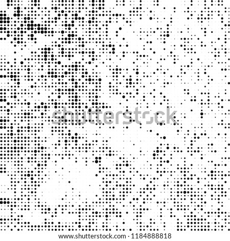 Vector halftone texture. Black and white abstract background. Chaotic pattern of dots