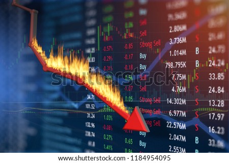 Investment loss and price falling in the red.  Plummeting values. Royalty-Free Stock Photo #1184954095