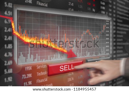 Investment loss and price falling in the red.  Plummeting values. Royalty-Free Stock Photo #1184955457