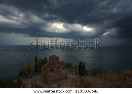 Ohrid church on the bank of the lake Ohrid, Makedonia
