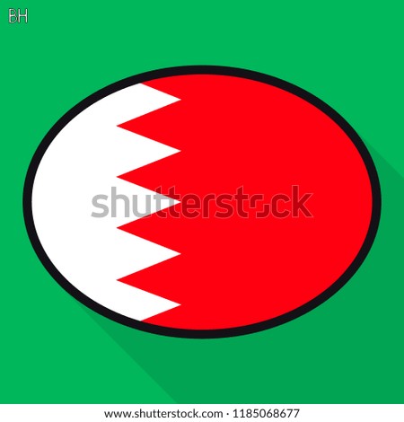 Bahrain flag speech bubble, social media communication sign, flat business oval icon.