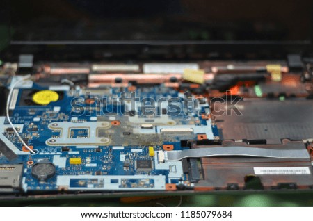 Computer chip circuit motherboard cpu core board blue processor technology background or texture with microelectronics hardware concept electronic device semiconductor