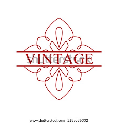 Flourishes calligraphic art deco logo emblem template with place for text. Luxury elegant deco ornamental logo design. Vector illustration