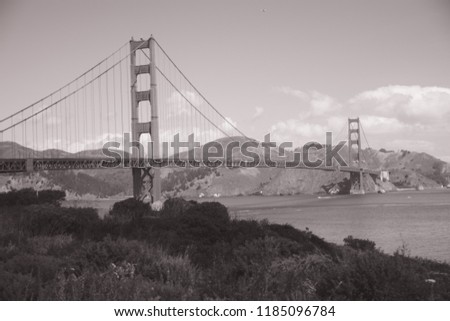 Vintage filter Black And White - San Francisco Golden Gate Bridge, USA