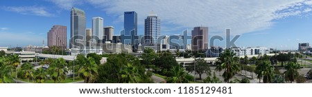 An aerial perspective on a beautiful sunny summer day in Tampa Florida downtown