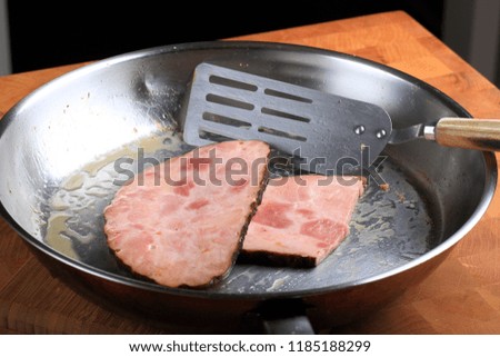 Frying Sliced Ham