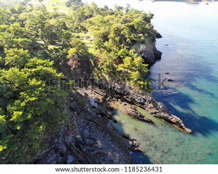 Aerial view of Shoreline, Ooita, Japan