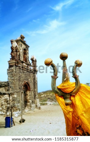The holy trident with spear at Dhanushkodi