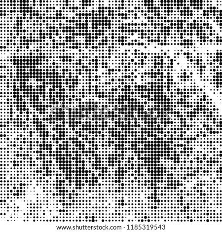 Vector halftone texture. Black and white abstract background. Chaotic pattern of dots