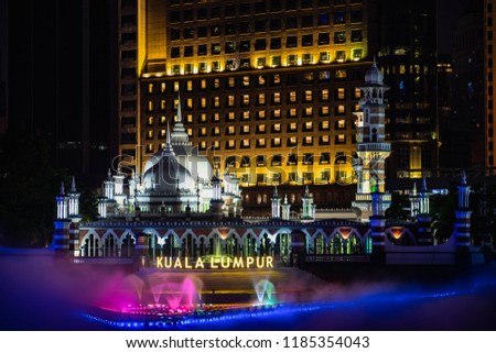 Kuala Lumer city Masjid Jamek night time photography 