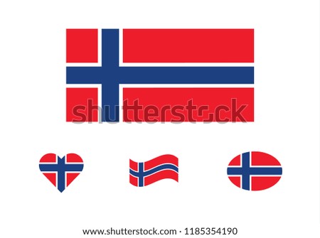 Norway national flag set country emblem state symbol