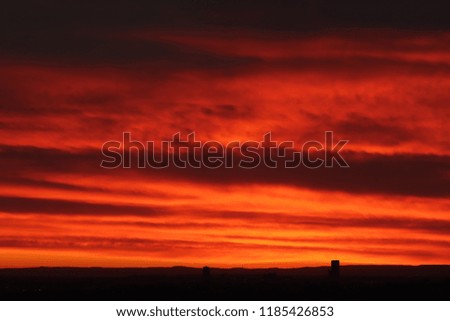 Urban sunset in the southern hemisphere
