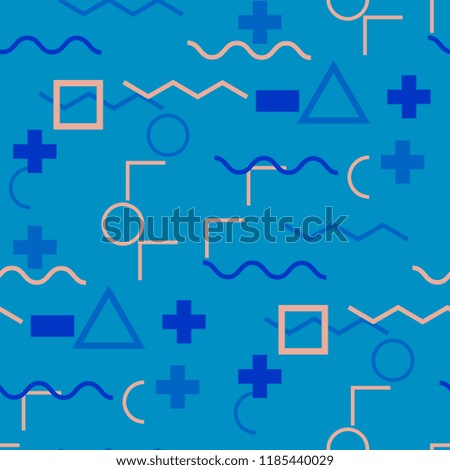 Seamless Memphis Background. Abstract Color Texture with Lines and Geometric Figures for Wallpaper, Print, Textile. Vintage Seamless Multicolor Background in Memphis Style for your Design. Vector.