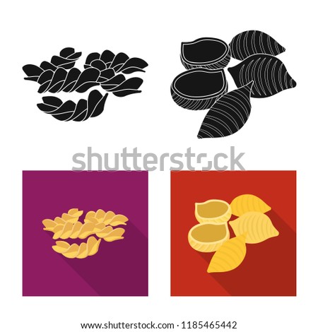 Vector illustration of pasta and carbohydrate symbol. Collection of pasta and macaroni vector icon for stock.
