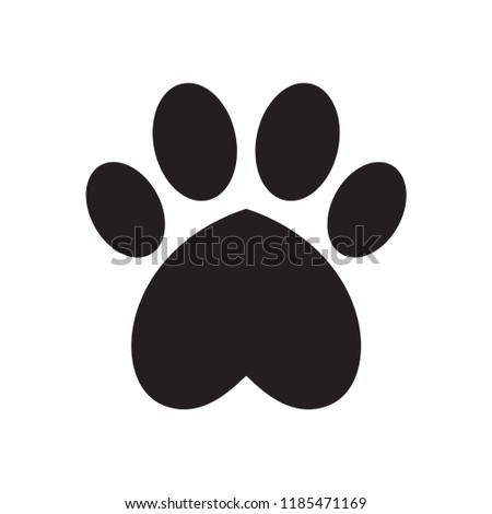 Animal's (dog's) paw print with heart. Love pets. Love animals. Vector illustration.