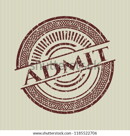 Red Admit distressed grunge style stamp