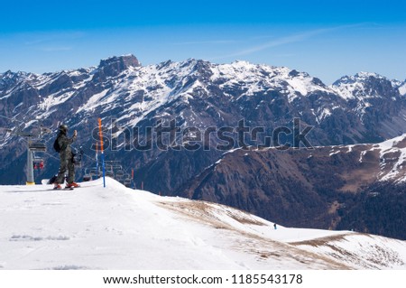 Man enjoys view of the Italian Alps