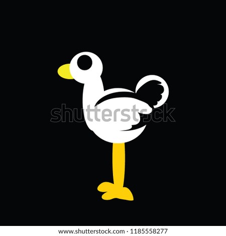 Ostrich animation for vector with white and black background.