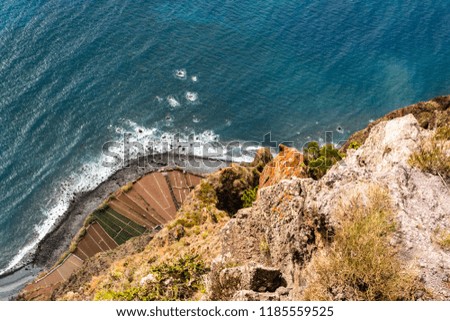 View of the Atlantic Ocean meeting the shores of Madeira from Cabo Girao.