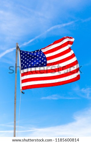 Close up Flag of United States of America (USA) waving in the wind