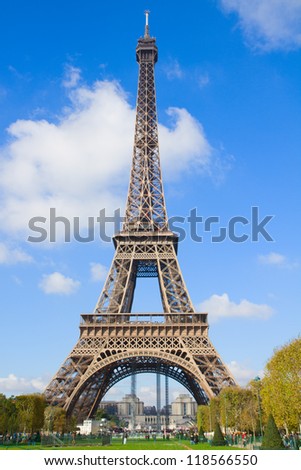 eiffelTower in sunny day in Paris,  France Royalty-Free Stock Photo #118566550