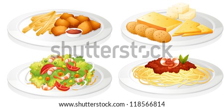 illustration of a various foods on a white background