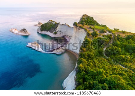 Beautiful view of Cape Drastis in the island of Corfu in Greece Royalty-Free Stock Photo #1185670468
