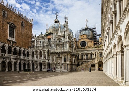 Palazzo Ducale inside and San Marco Cathedral, Venice, Italy Royalty-Free Stock Photo #1185691174