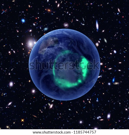 Planet earth and aurora. The elements of this image furnished by NASA.