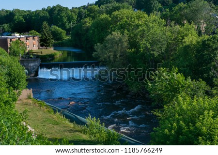 A waterfall formed by a dam on the Salmon River in Malone, NY