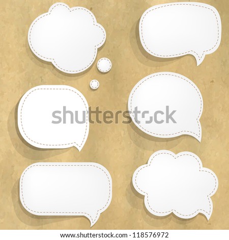 Cardboard Structure With White Paper Speech Bubbles With Gradient Mesh, Vector Illustration