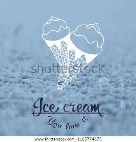 Ice cream cone seamless pattern in blue background. Ice cream line illustration background.