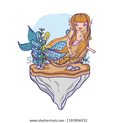 Mermaid swimming undersea