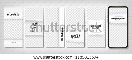 Social stories template. Editable torn paper design. Lifestyle concept. Royalty-Free Stock Photo #1185813694